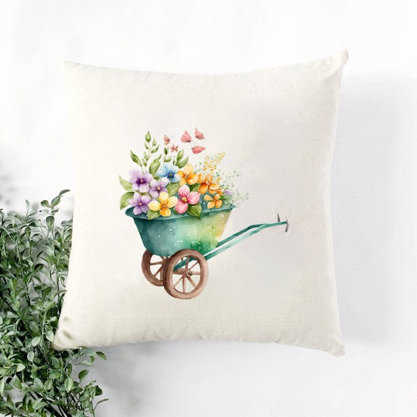 Spring Floral Wagon Pillow Cover