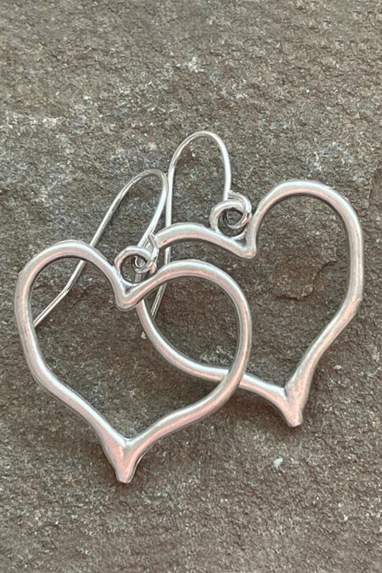 Silvery Heart Shape Hook Drop Earrings