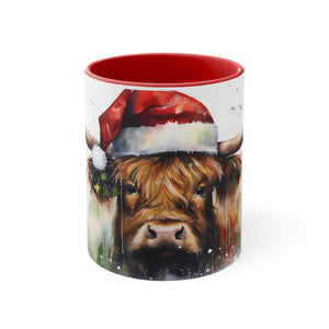 Santa Cow Mug, Highland Cow Mug, Cow Mug, Secret Santa Gift, Gift Exchange Gift, Gift under $20