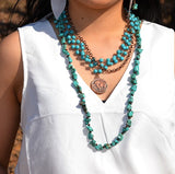 Blue Turquoise Collar Necklace with Indian Coin