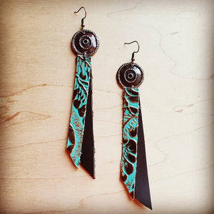 Leather Rectangle Earrings in Cowboy Turquoie