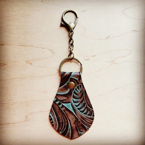 Embossed Key chain Turquoise Floral