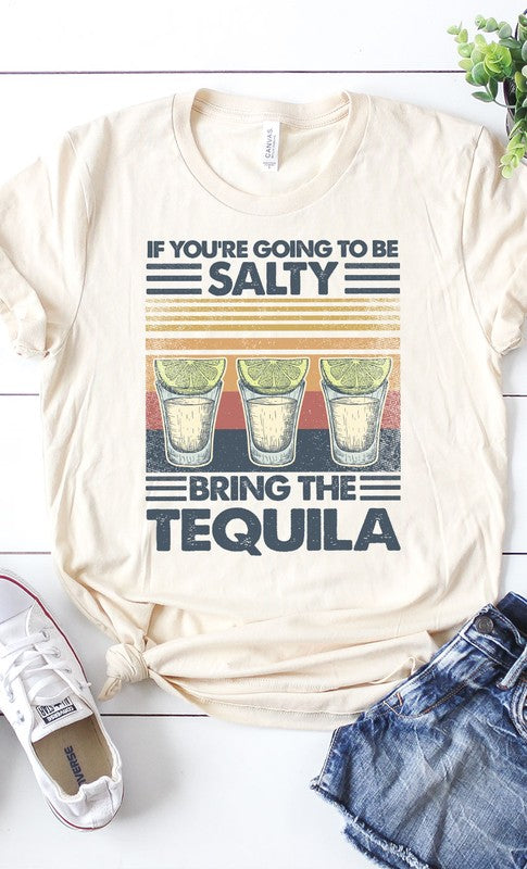 Salty, bring the tequila retro graphic tee PLUS