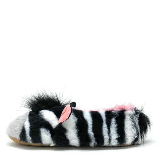 ZZ Zebra - Women's Fluffy Animal House Slippers