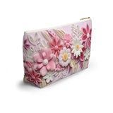Paper Flower Pouch, Floral Pouch, Feminine Pouch, Floral Bag, Floral Make-up Bag,