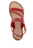 MONA RED FLAT SANDAL WITH ANKLE STRAP