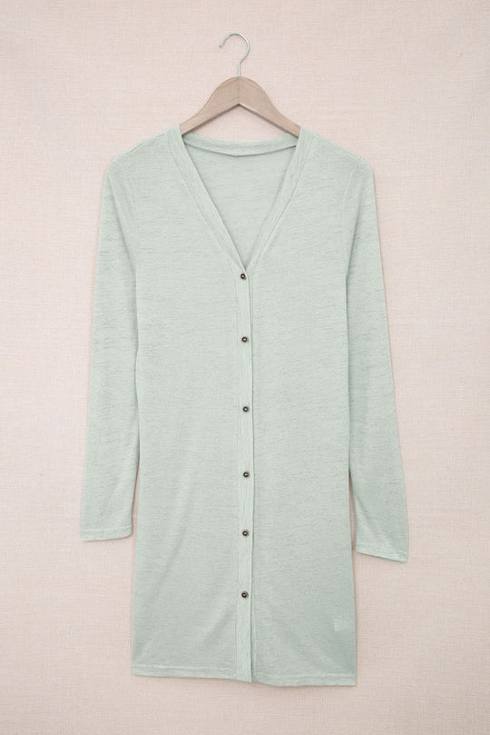 Solid Color Open-Front Buttons Cardigan