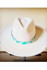 Turquoise Steer Head Leather Hat Band Only