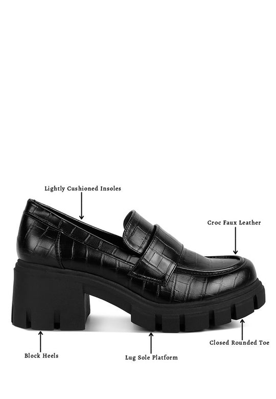Benz Chunky Block Heel Loafers