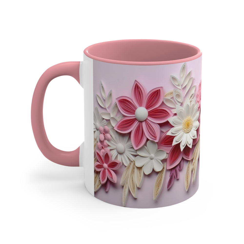 Pink Floral Mug, Pink Mug, Femiine Mug, Gift for Her, Secret Santa Gift