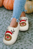 White Christmas Deer Home Indoor Plush Slippers