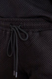 Black Plus Size Textured Drawstring Waist Joggers