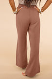 Pink Textured High Waist Wide Leg Plus Size Pants