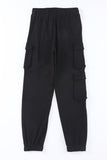 Black Drawstring Jogger Pants with Cargo Pockets