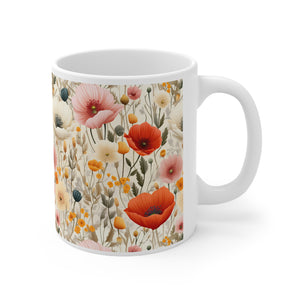 Floral Mug, Poppy Mug, Fall Floral Mug, 3D Mug, Fall Mug, Secret Santa Gift, Gift for Her