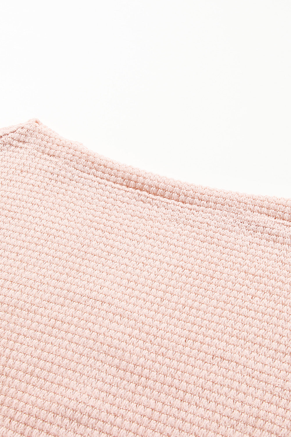Pink Waffle Knit Eyelet Long Sleeve Blouse