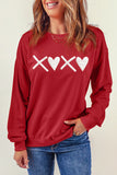 Red Puff XOXO Print Valentines Heart Sweatshirt
