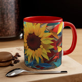 Patriotic Mug, Sunflower Mug, Flag Mug, Floral Mug, Patriotic Sunflower Mug, Gift for Her
