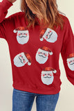 Fiery Red Santa Claus Sequin Graphic Sweatshirt