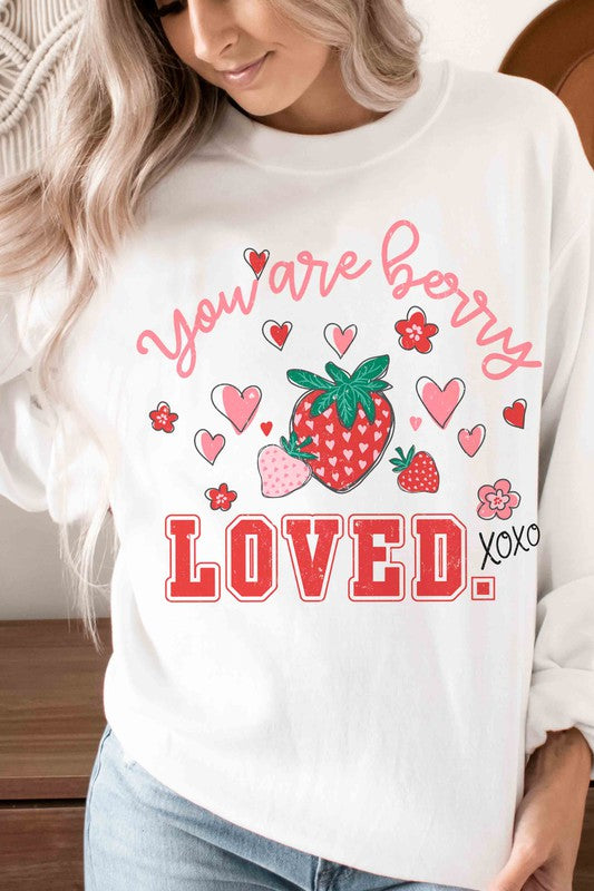 PLUS SIZE - YOU ARE BERRY LOVED Graphic Sweatshirt