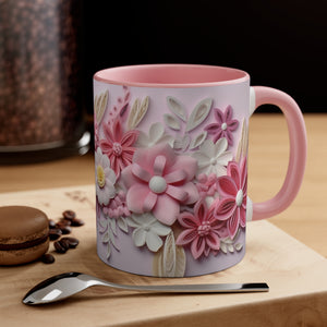 Pink Floral Mug, Pink Mug, Femiine Mug, Gift for Her, Secret Santa Gift