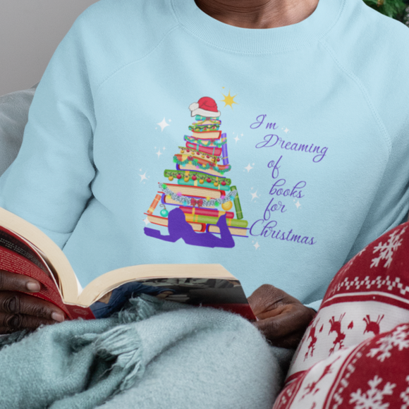 Christmas Shirt, Dreaming of Books for Christmas, Bookish Christmas, BooBook Lovers, Book Gift