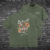 Tiger Shirt, Men's Aesthetic, Trendy Shirt, TIger and Roses, Graphic Tee