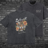 Tiger Shirt, Men's Aesthetic, Trendy Shirt, TIger and Roses, Graphic Tee