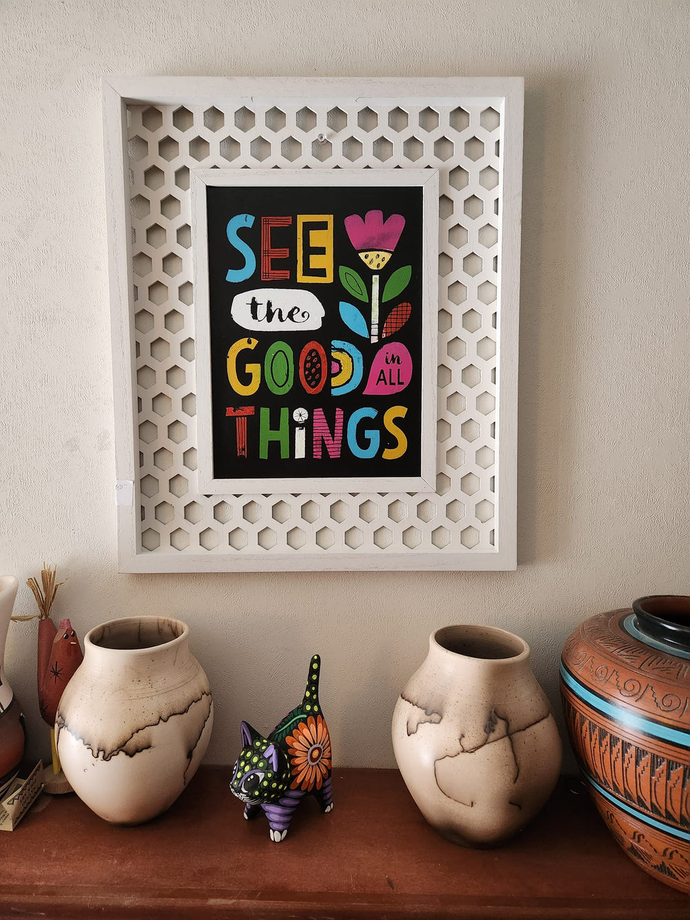 Honeycomb Reversible Art, Sunflower, Positivity Quote