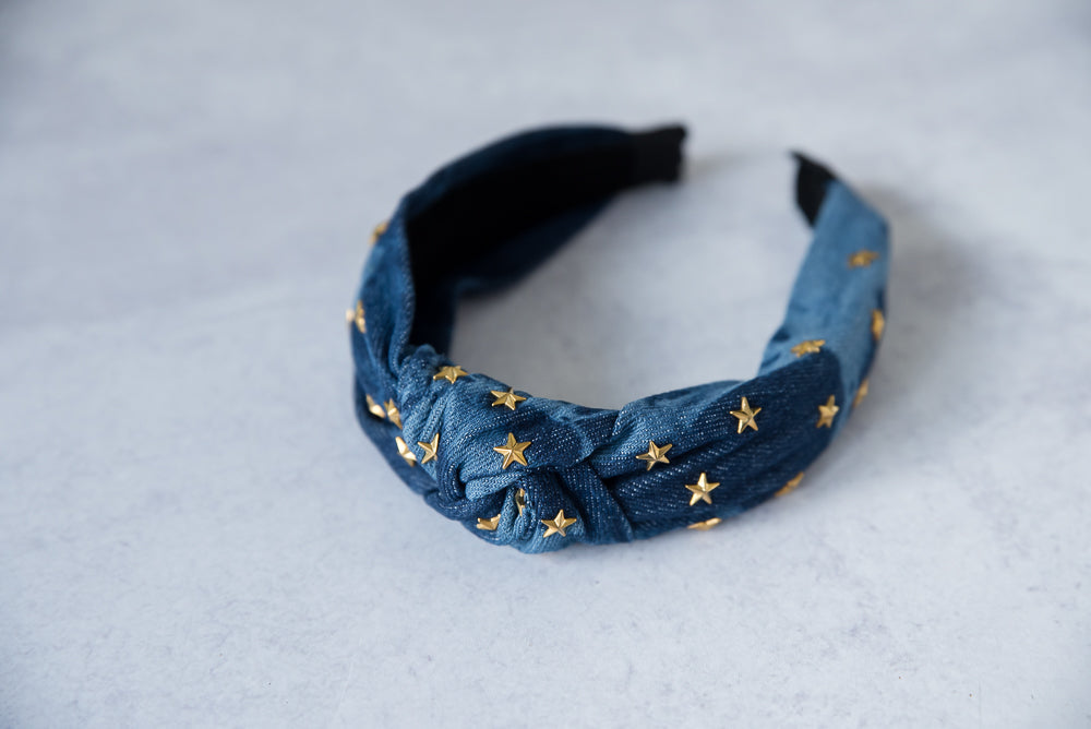 Stars on Denim Headband
