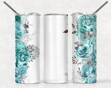 Personalized Turquoise Floral Tumbler