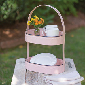 Pink Oval Tiered Tray