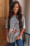Gray Country Music Vintage Graphic Print Tee