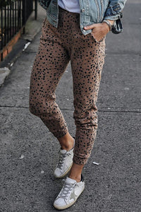 Leopard Animal Spots Pocketed Casual Skinny Pants