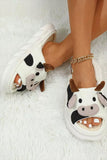 White Cute Cow Pattern Open Toe Slippers