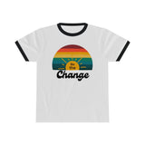 Be the Change Retro Rainbow Ringer Shirt, Be The Change Shirt, Mantra Shirt, Inspirational Shirt, Retro Shirt, Retro Rainbow Shirt, Plus Size Ringer Shirt - Santa Anna's Christmas Shop