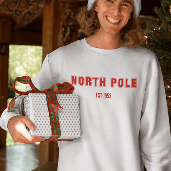 Christmas Crew Neck, North Pole, Plus Size Sweatshirt, Holiday Crew Neck, Crew Neck Sweatshirt, Trendy Sweatshirt, Fall Apparel - Santa Anna's Christmas Shop