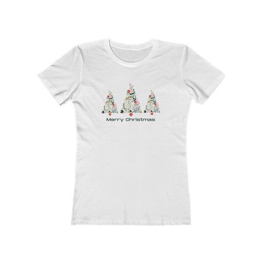 Floral Christmas Tree Ladies Short Sleeve - Santa Anna's Christmas Shop