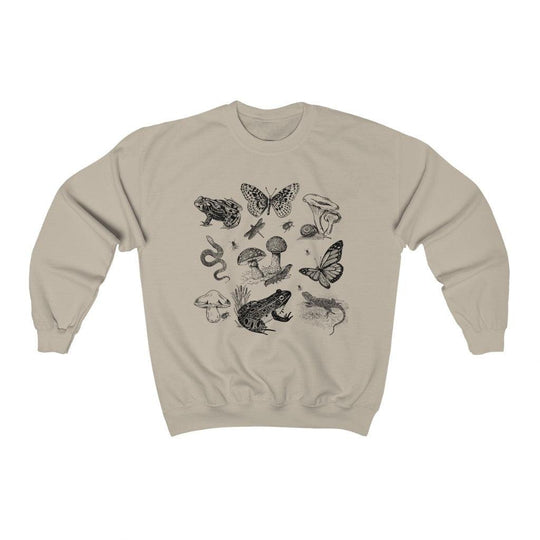 Cottagecore Mushroom Frog and Butterfly Sweatshirt. - Santa Anna's Christmas Shop